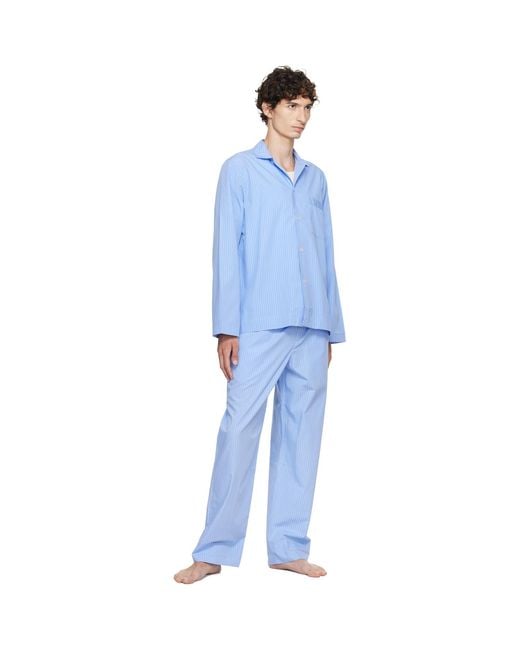 Tekla Blue Poplin Pyjama Pants for men