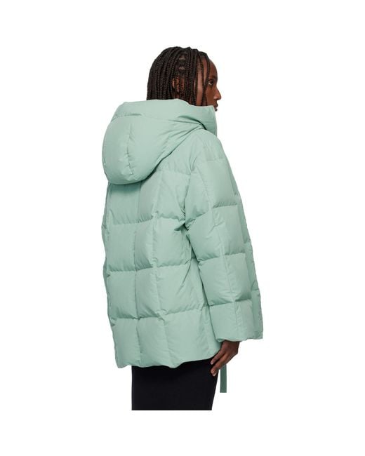 Jil Sander Green Quilted Down Jacket