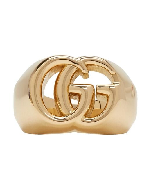 Gucci Metallic Men's 18k Gold GG Running Ring Size 10.5 for men