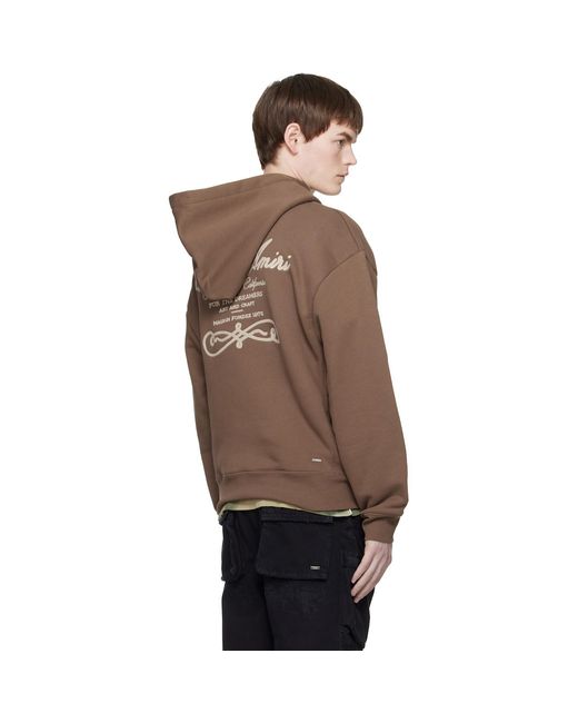 Amiri Brown 'Chateau' Script Hoodie for men