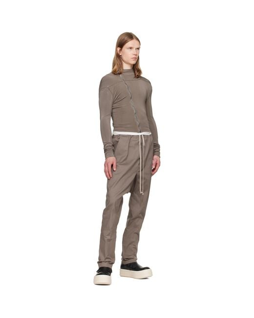 Rick Owens Gray Tower Drawstring Long Trousers for men
