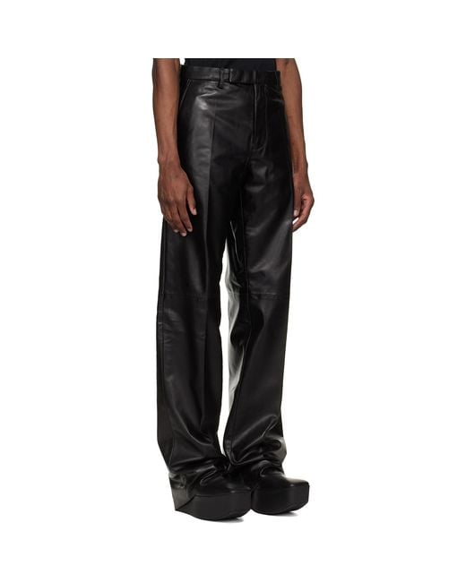 Rick Owens Black Temple Tailored Dietrich Leather Pants for men