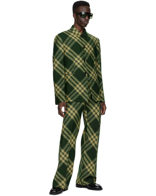 Burberry Green Check Trousers for men
