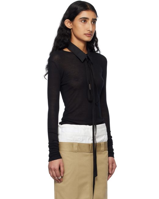 Ann Demeulemeester ブラック Fiene 長袖Tシャツ Black