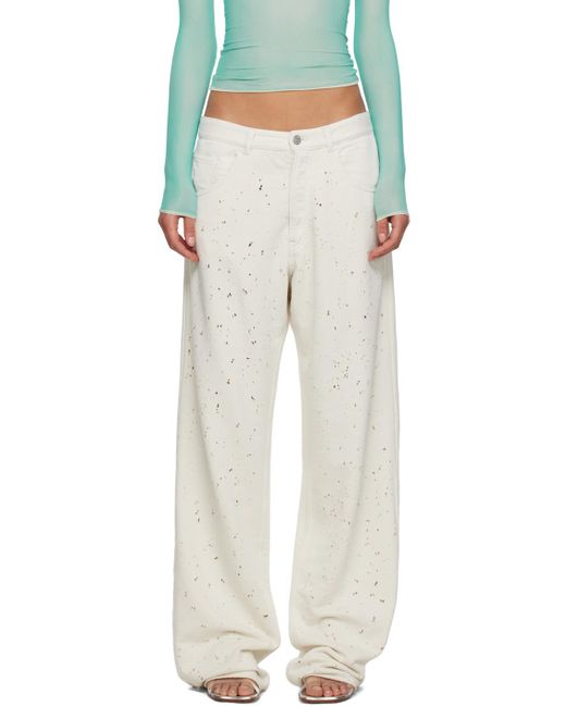 MM6 by Maison Martin Margiela Black Off-white Distressed Trousers