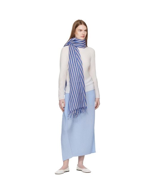 Issey Miyake Blue December Generic Stripes Stole Scarf