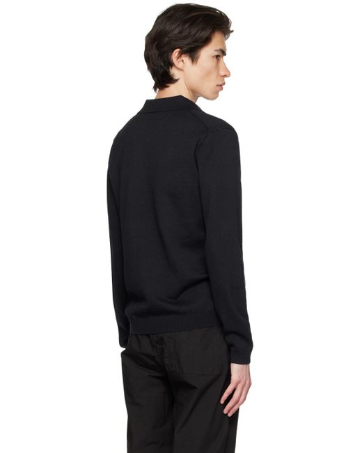 Norse Projects Black Navy Leif Long Sleeve Polo for men