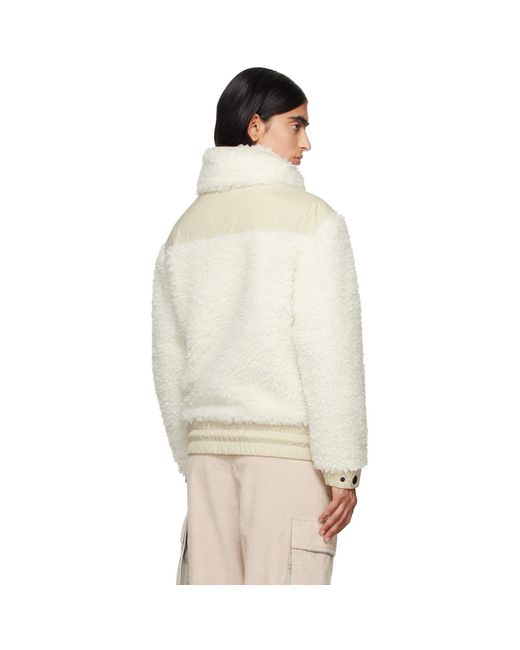 Blouson Blanc Cassé En Peau Retournée Synthétique Rembourré En Duvet Moncler en coloris Natural