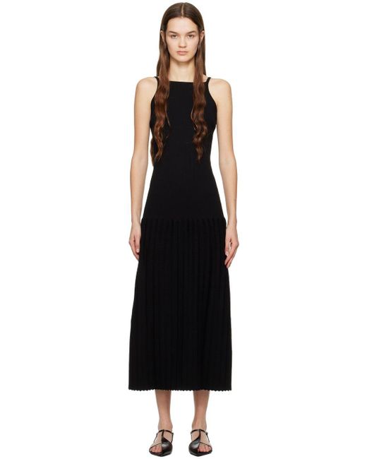 Wynn Hamlyn Accordion Slip Maxi Dress in Black Lyst