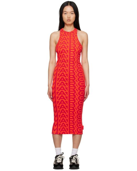 Marc Jacobs Red 'the Monogram Racer Rib Dress' Midi Dress