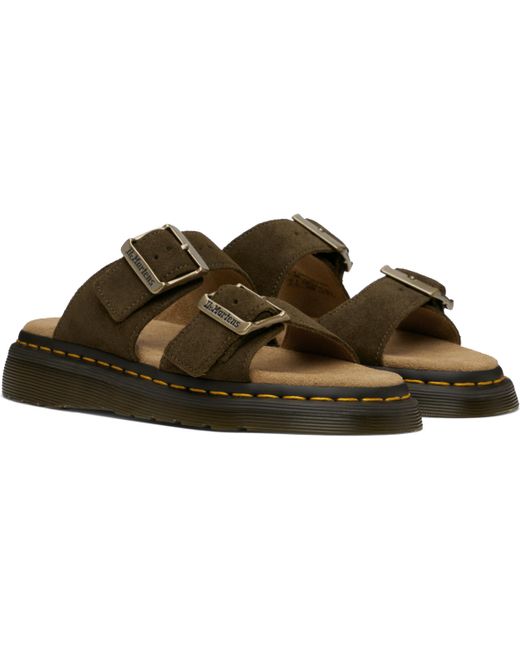 Dr. Martens カーキ Josef スエード スライドサンダル Black