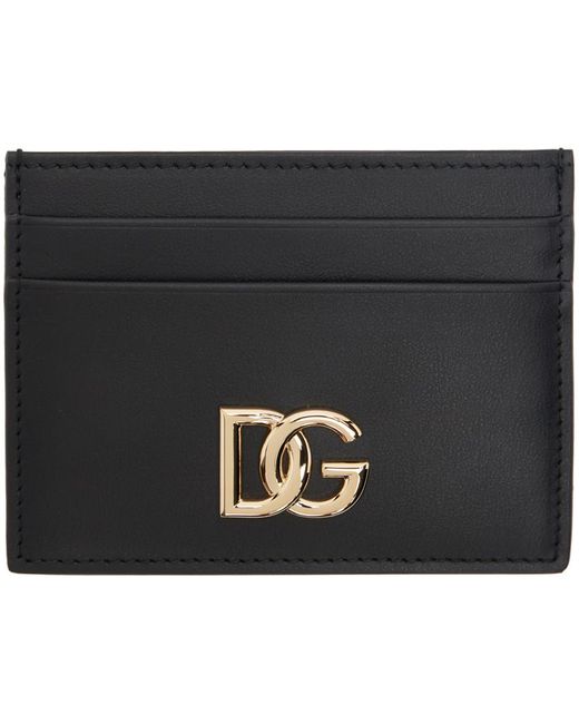 Porte-cartes noir en cuir de veau à logo dg Dolce & Gabbana en coloris Black