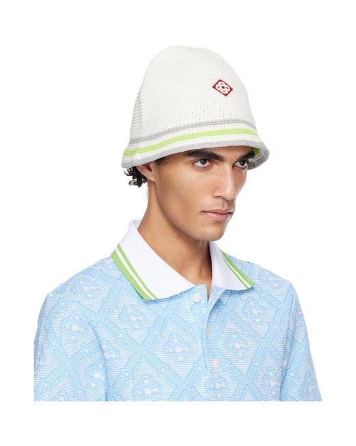 Casablanca Blue Stripe Crochet Bucket Hat for men