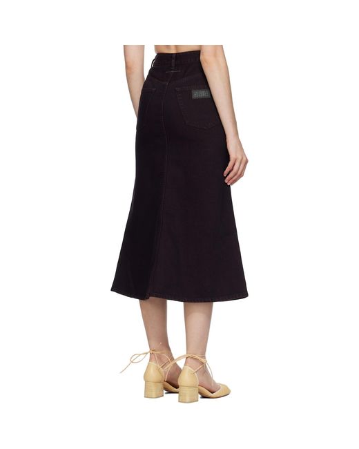MM6 by Maison Margiela Black Overdyed Reversed Denim Midi Skirt