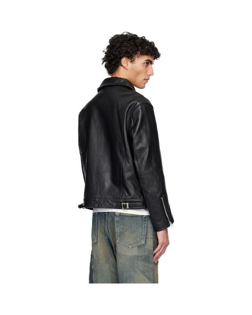 Neighborhood Black Leather Riders Jacket for men