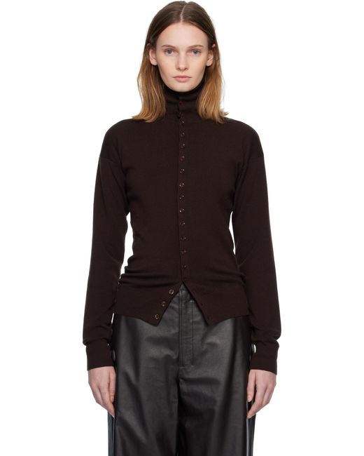 Lemaire Black Burgundy Buttoned Fitted Cardigan