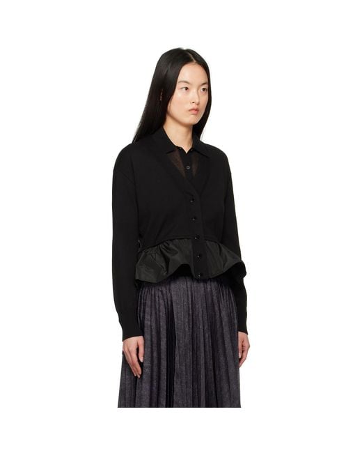 Moncler Black Cotton Cashmere & Silk Cardigan