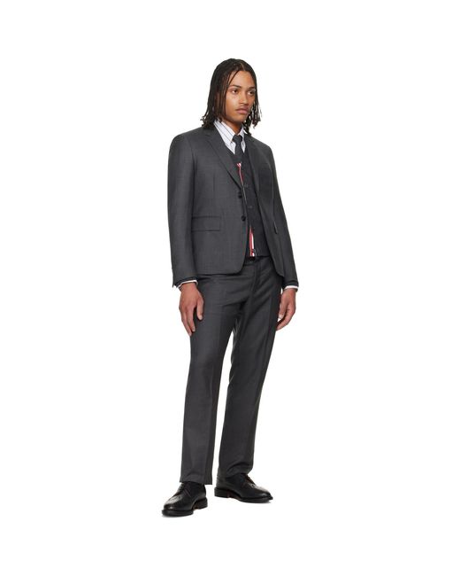 Thom Browne Gray Classic Twill Backstrap Trousers for men