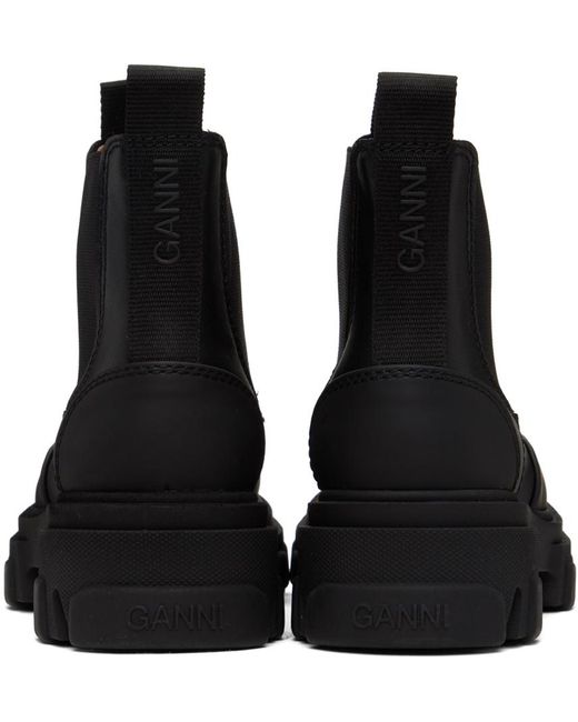 Ganni Black Cleated Low Chelsea Boots