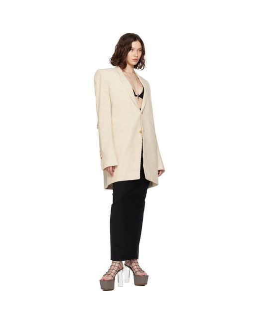 Rick Owens Natural Off- Concordians Dirt Tailored Ls Blazer