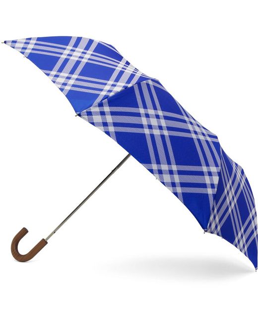 Burberry ブルー&ホワイト チェック 折りたたみ傘 Blue