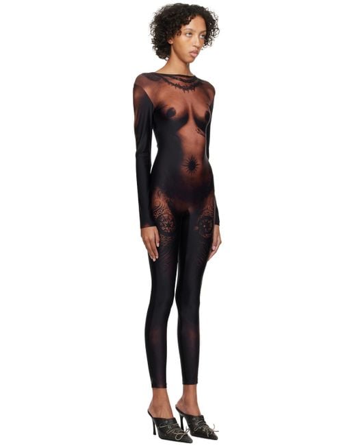 Jean Paul Gaultier Black & Brown 'the Ebony Body Tattoo' Jumpsuit