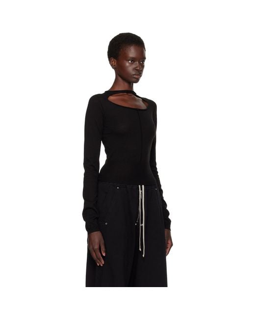 Rick Owens Black Tower Slashed Cropped Pull Sweater
