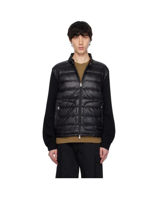 Moncler Black Padded Wool Zip-Up Down Jacket for men