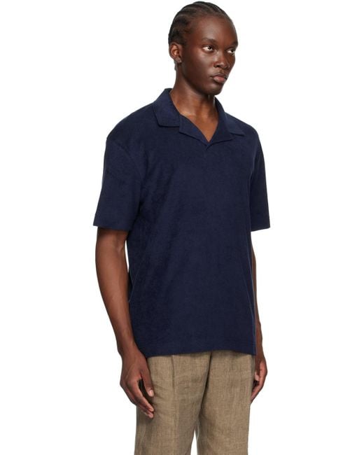 Sunspel Blue Towelling Polo for men