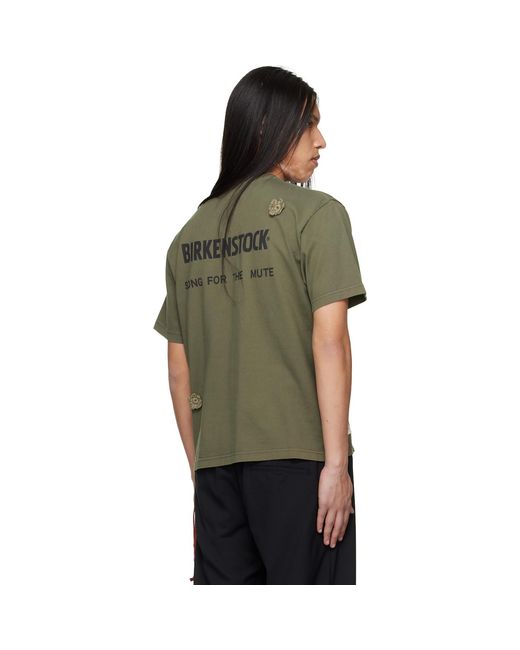 Song For The Mute Green Birkenstock Edition 'The Gardener' Crochet Flower T-Shirt for men