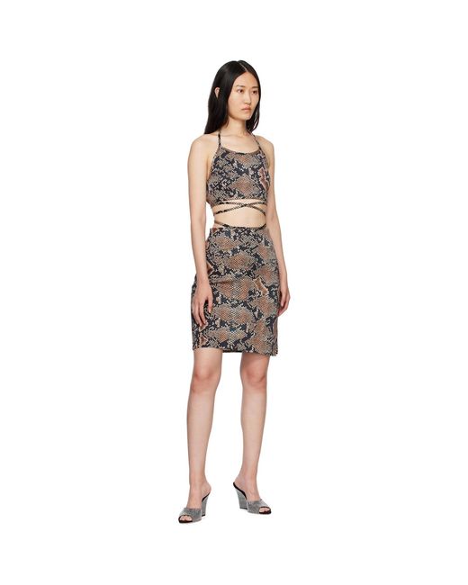 Atlein Black Snake Print Miniskirt