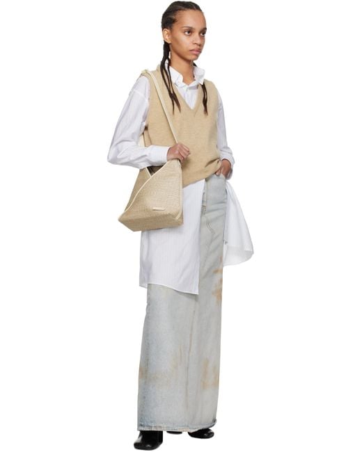 MM6 by Maison Martin Margiela ベージュ Raffia ショルダーバッグ White