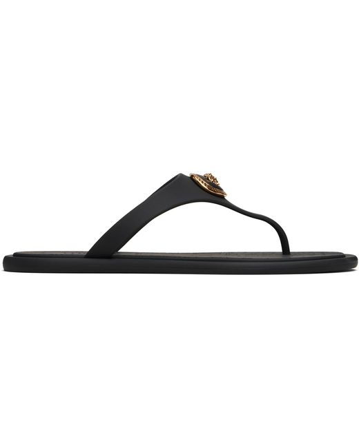 Versace Black Alia Rubber Flat Sandals