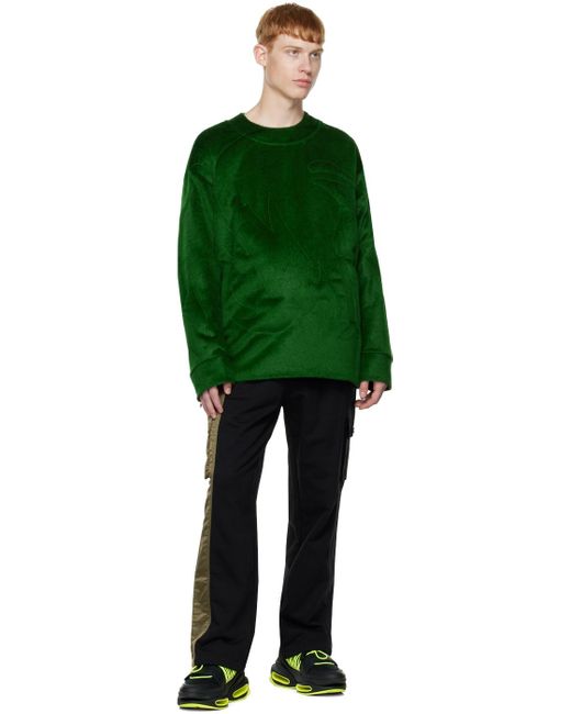 Feng Chen Wang Green Paneled Down Sweatshirt for men