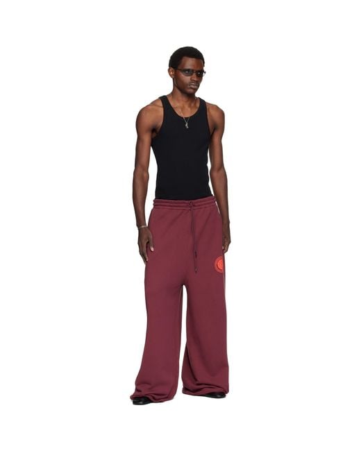 Lu'u Dan Red Burgundy Raw-Cut Bontan Sweatpants for men
