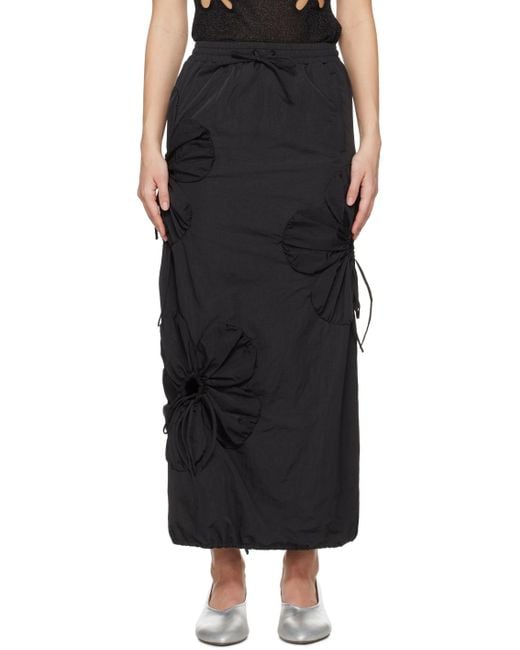 JKim Black Flower Maxi Skirt