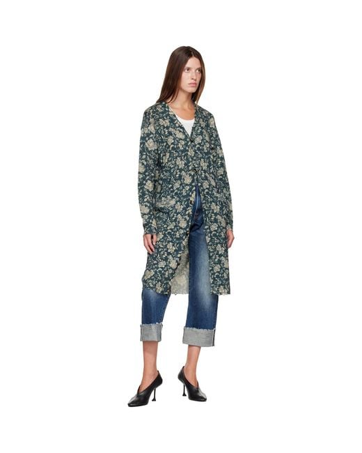 R13 Green Printed Long Cardigan