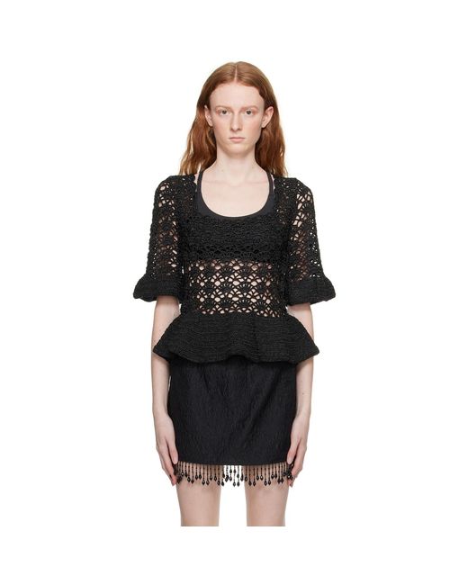 Ganni Black Metallic Blouse