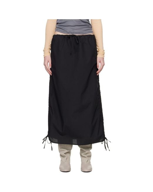 Baserange Black Pictorial Strap Midi Skirt