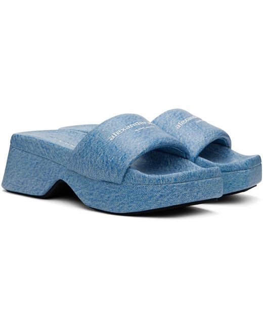 Alexander Wang Blue Trompe L'œil Denim Goatskin Float Heeled Sandals