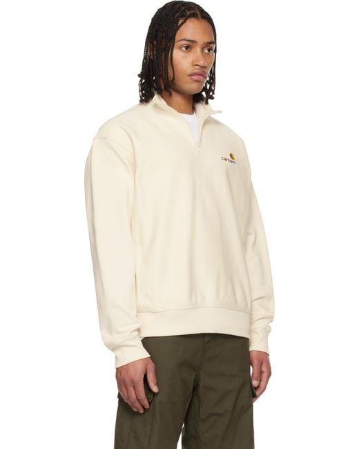 Carhartt Natural Off- Half Zip American Script Sweatshirt for men