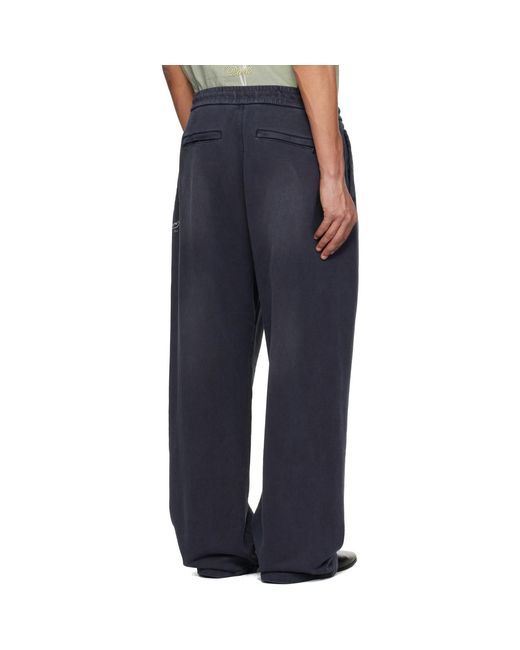 Wooyoungmi Blue One-Tuck Dyed Cotton Sweatpants for men