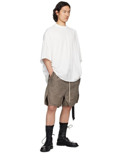Rick Owens Natural Hollywood Long Boxers Butt Zipp Shorts for men