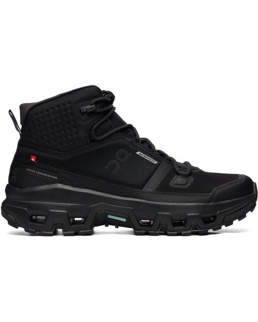 On Shoes Black Cloudrock Mid Waterproof Sneakers for men
