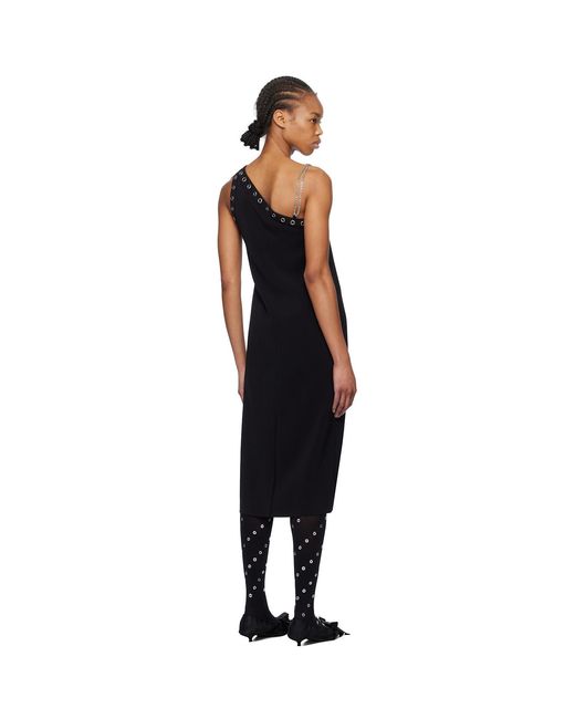 we11done Black Unbalanced Midi Dress