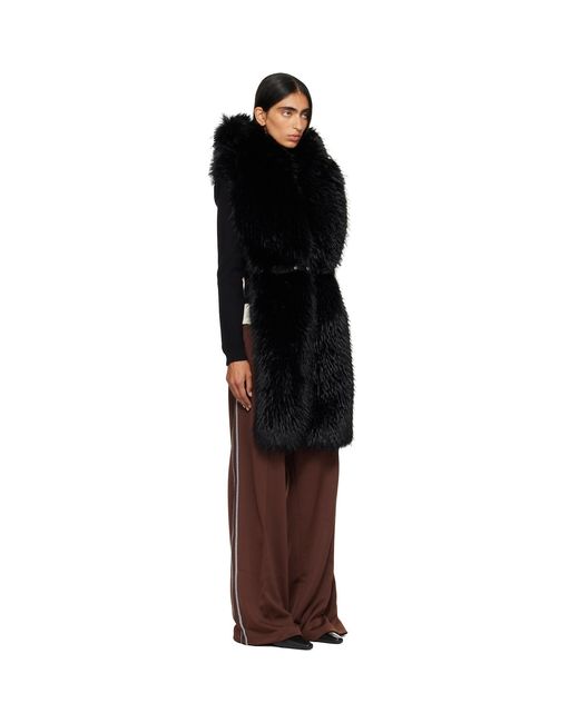Moncler Black Long Hair Fabric Scarf