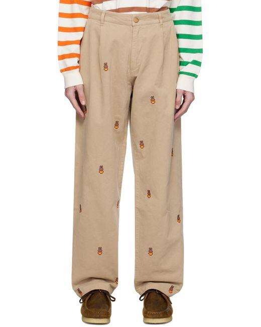 Pop Trading Co. Natural Miffy Embroide Trousers for men