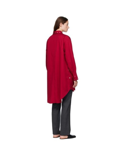 Our Legacy Red Frock Shirt Midi Dress