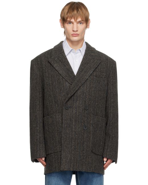 Wooyoungmi Black Double Half Coat for men