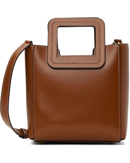 Staud Brown Tan Mini Shirley Leather Bag